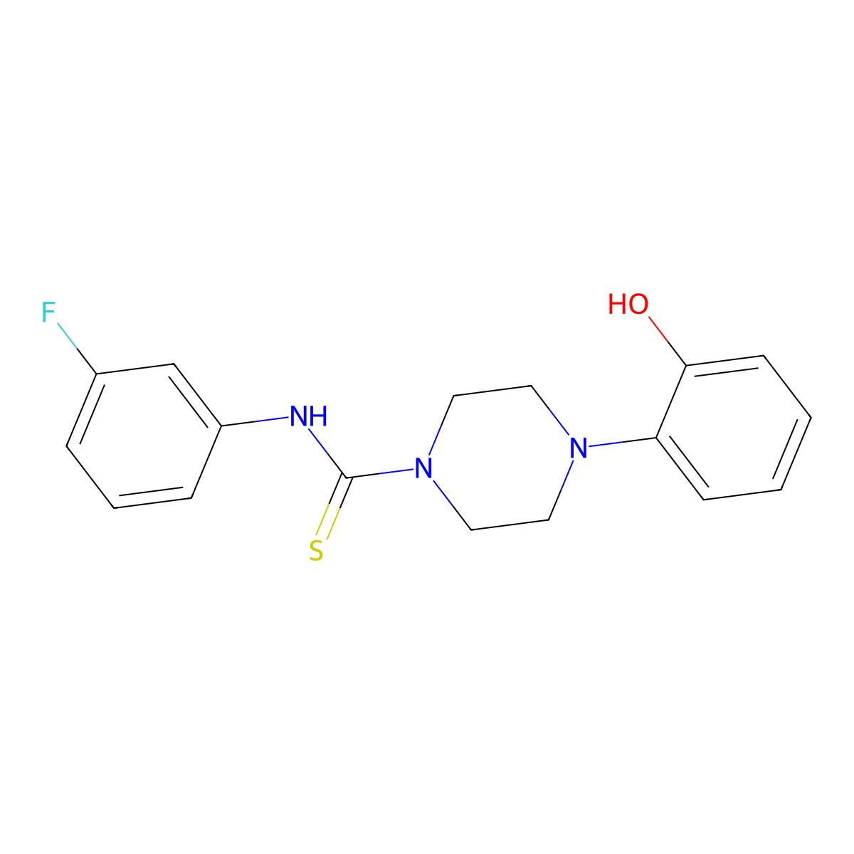 N-(3-fluorophenyl)-4-(2-hydroxyphenyl)piperazine-1-carbothioamide molecular structure, CAS 669729-96-8