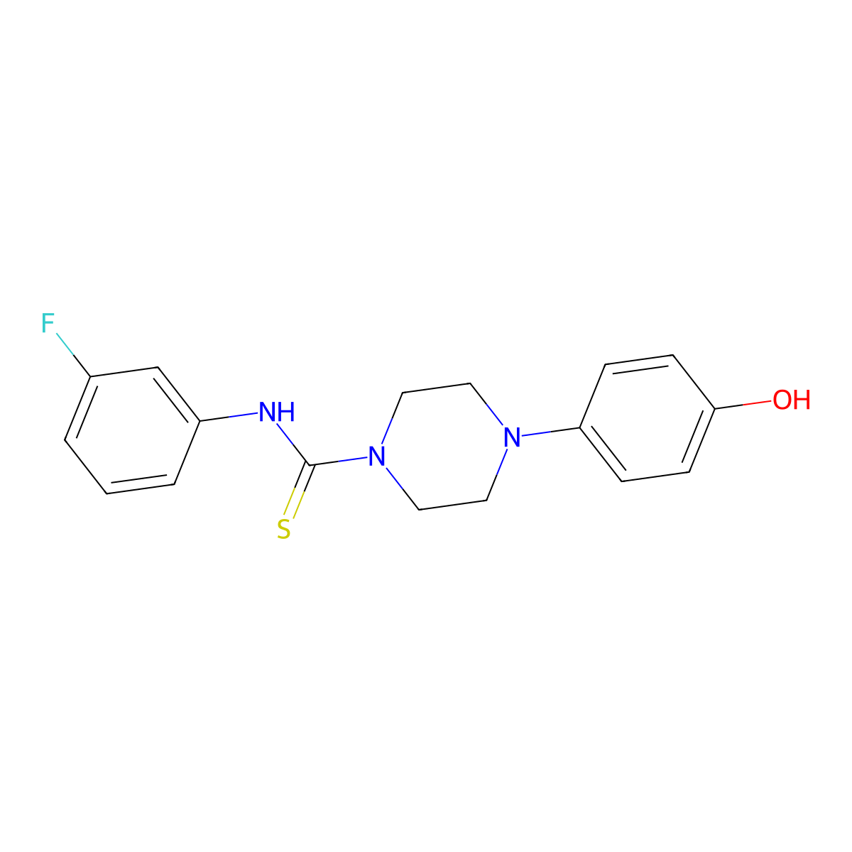 N-(3-fluorophenyl)-4-(4-hydroxyphenyl)piperazine-1-carbothioamide molecular structure, CAS 669730-74-9