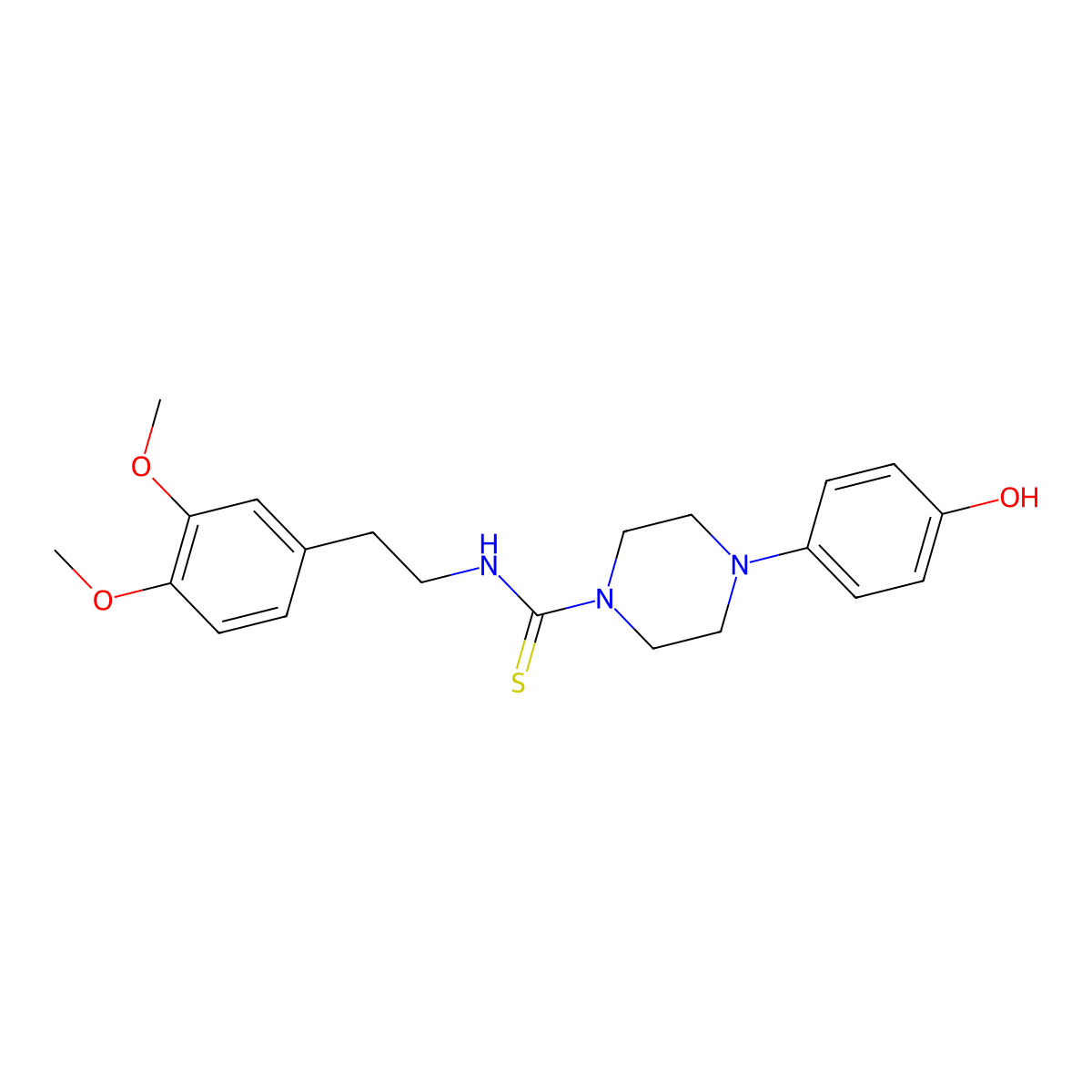 N-[2-(3,4-dimethoxyphenyl)ethyl]-4-(4-hydroxyphenyl)piperazine-1-carbothioamide molecular structure, CAS 669730-82-9