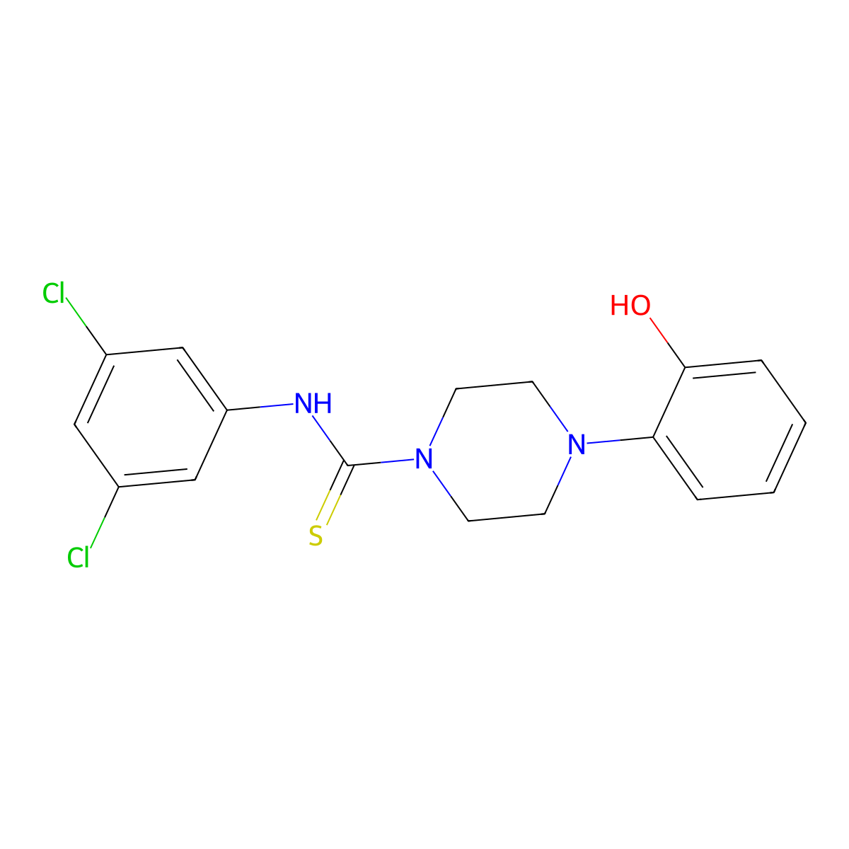 N-(3,5-dichlorophenyl)-4-(2-hydroxyphenyl)piperazine-1-carbothioamide molecular structure, CAS 669731-08-2