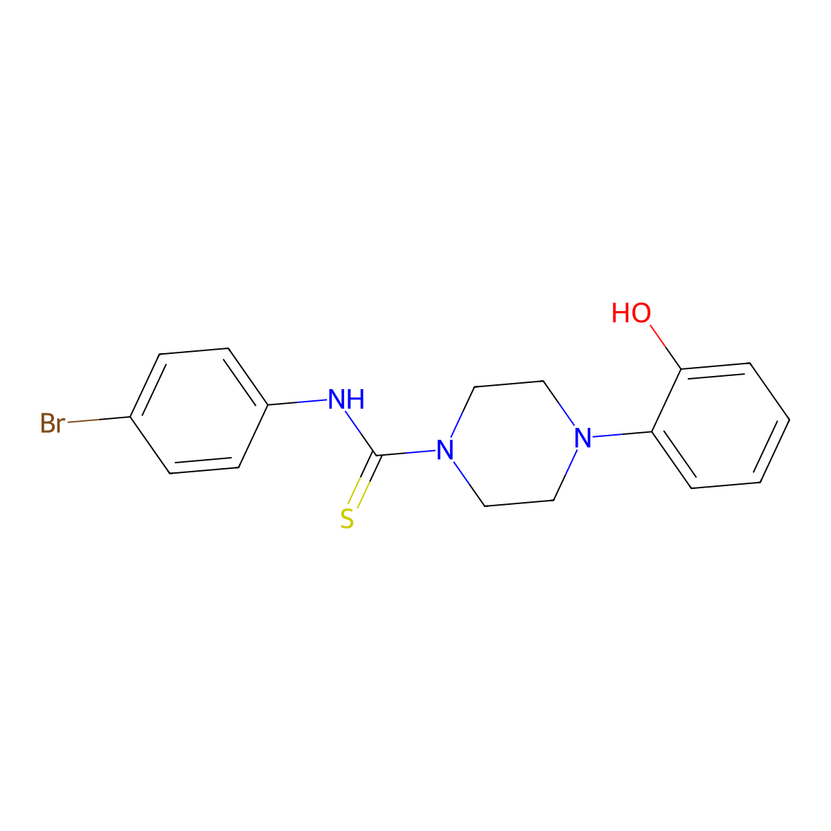 N-(4-bromophenyl)-4-(2-hydroxyphenyl)piperazine-1-carbothioamide molecular structure, CAS 669731-17-3