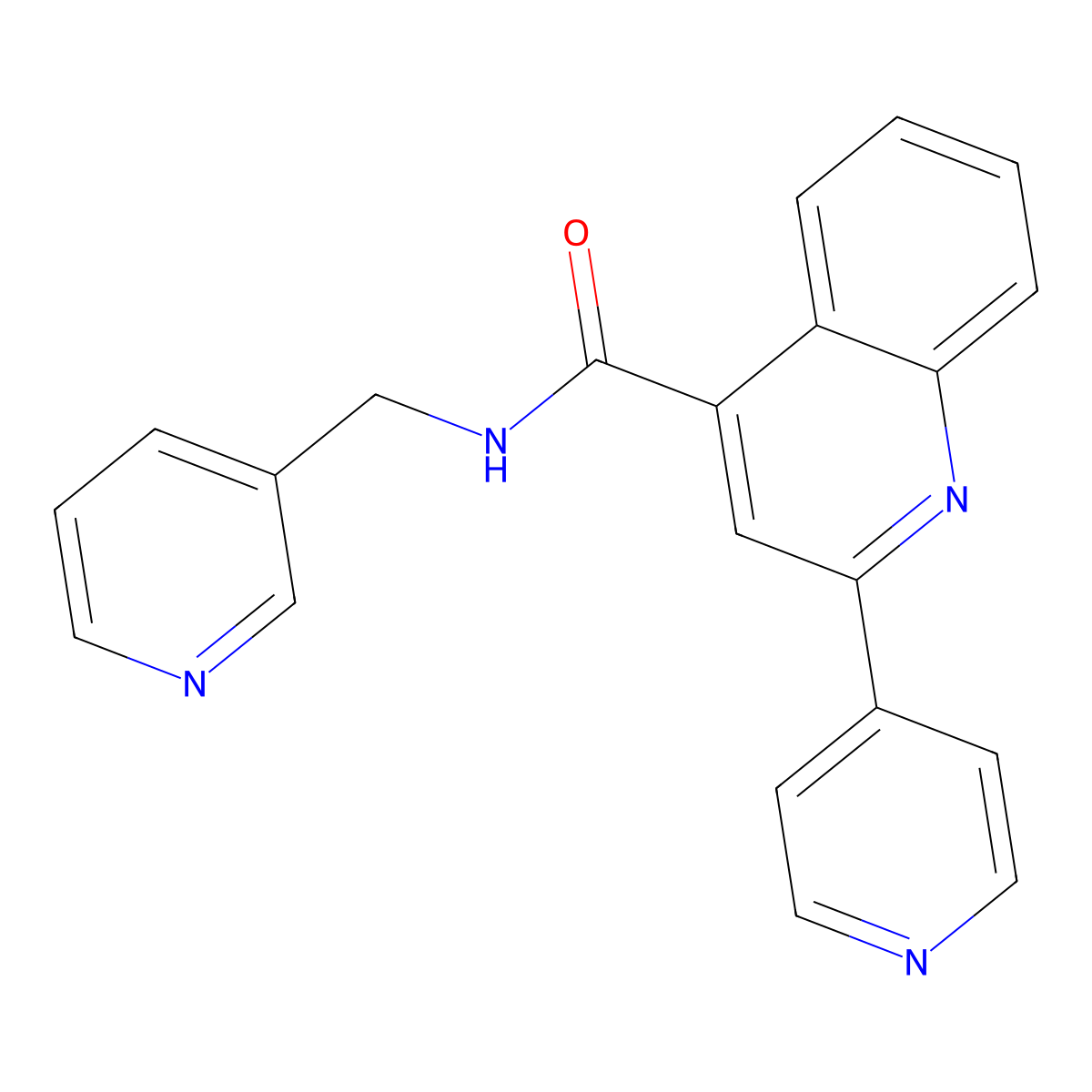 2-pyridin-4-yl-N-(pyridin-3-ylmethyl)quinoline-4-carboxamide molecular structure, CAS 669731-32-2