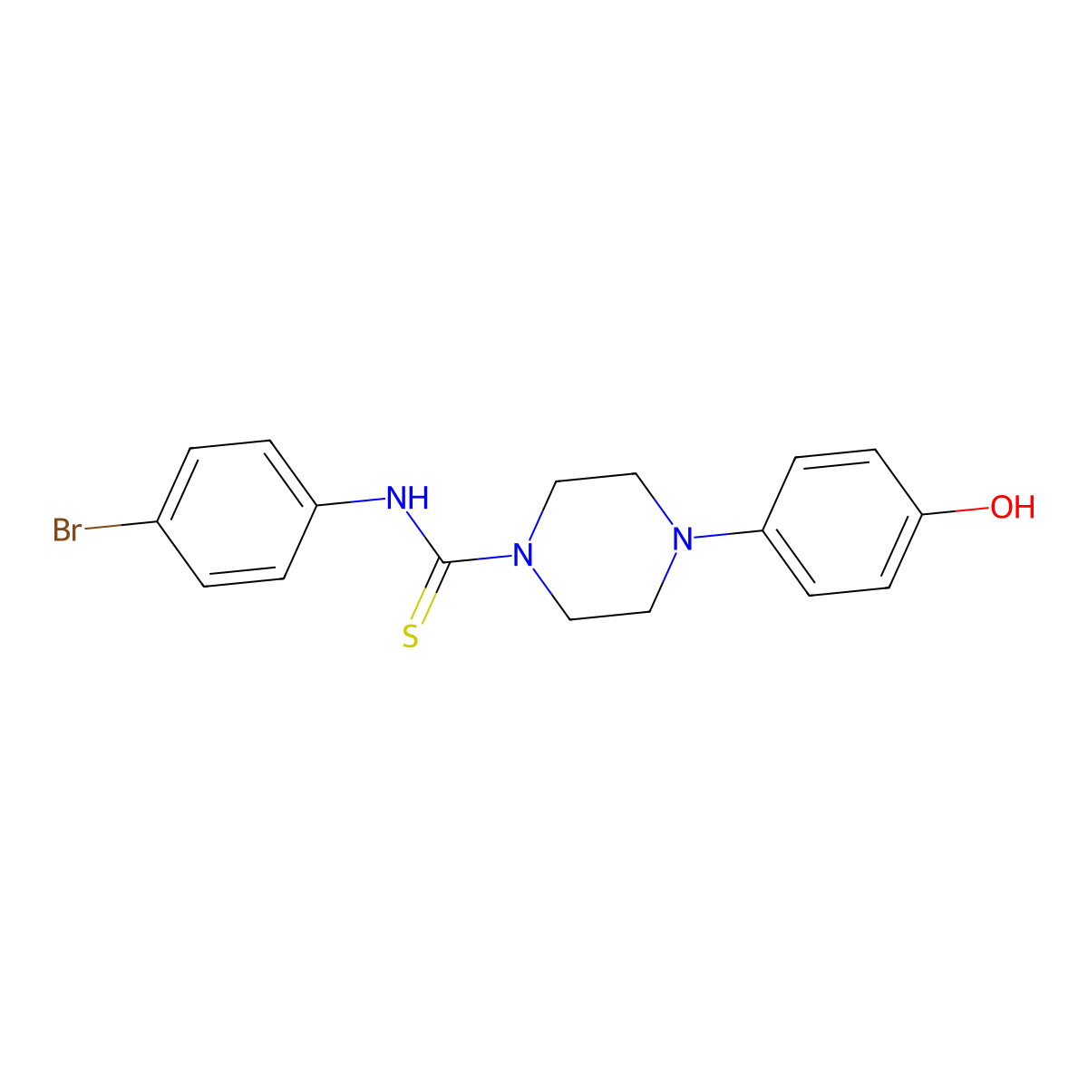 N-(4-bromophenyl)-4-(4-hydroxyphenyl)piperazine-1-carbothioamide molecular structure, CAS 669731-38-8