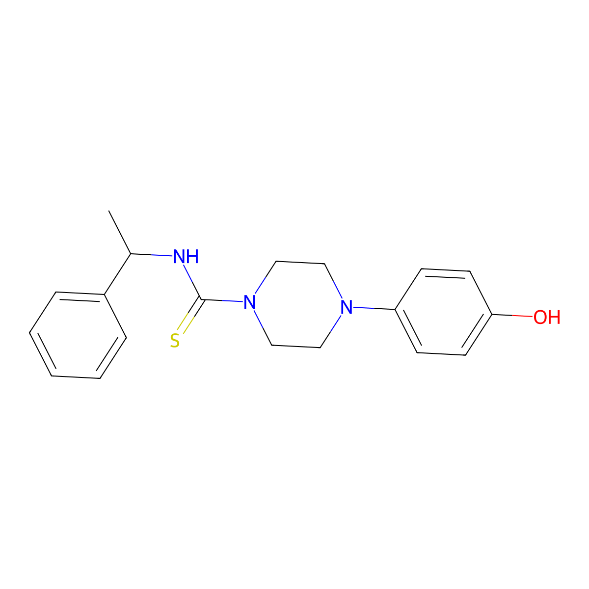 4-(4-hydroxyphenyl)-N-(1-phenylethyl)piperazine-1-carbothioamide molecular structure, CAS 669731-41-3