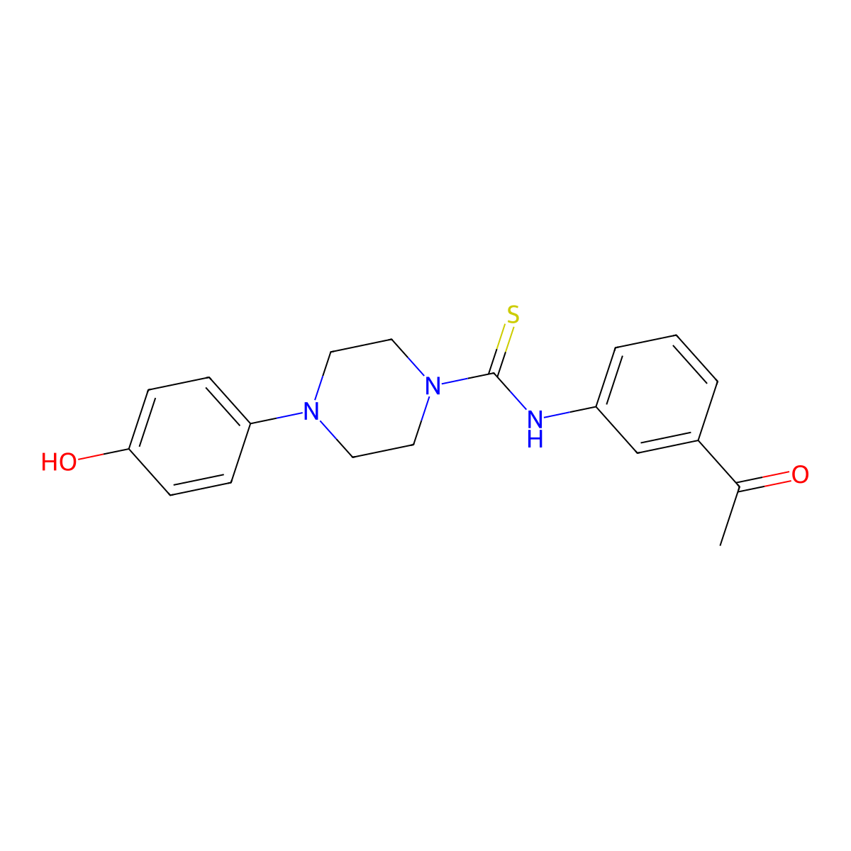 N-(3-acetylphenyl)-4-(4-hydroxyphenyl)piperazine-1-carbothioamide molecular structure, CAS 669731-46-8