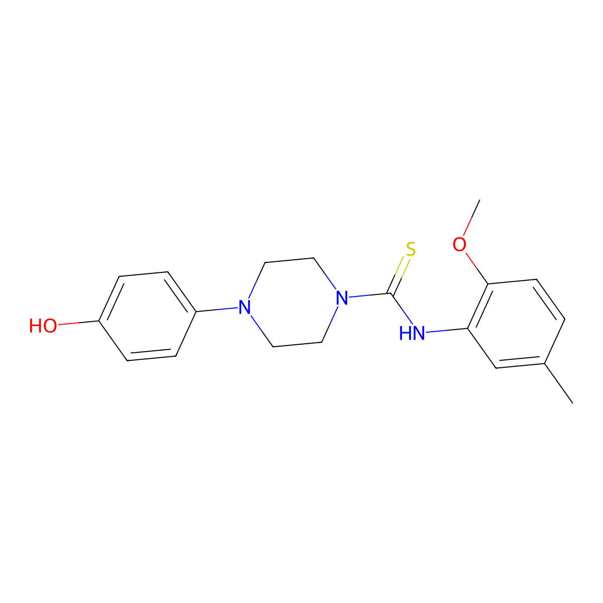4-(4-hydroxyphenyl)-N-(2-methoxy-5-methylphenyl)piperazine-1-carbothioamide molecular structure, CAS 669731-49-1