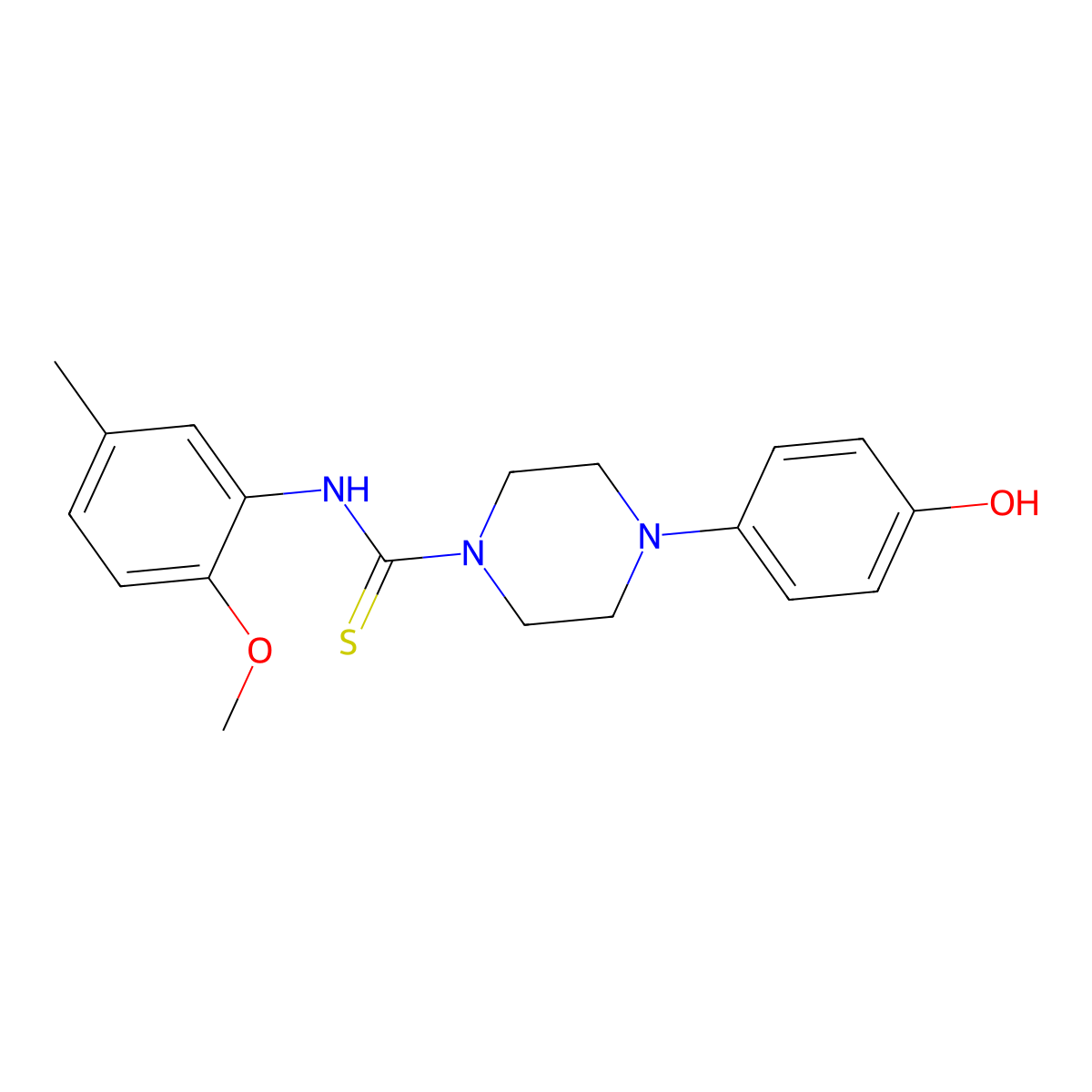 4-(4-hydroxyphenyl)-N-(2-methoxy-5-methylphenyl)piperazine-1-carbothioamide molecular structure, CAS 669731-49-1