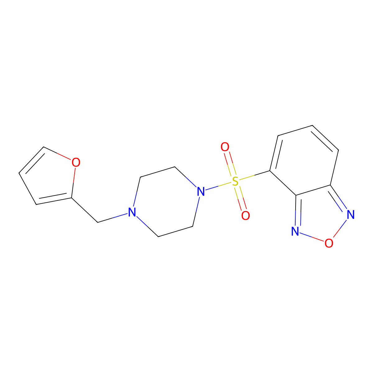 4-{[4-(2-Furylmethyl)piperazinyl]sulfonyl}benzo[c]1,2,5-oxadiazole molecular structure, CAS 669732-01-8