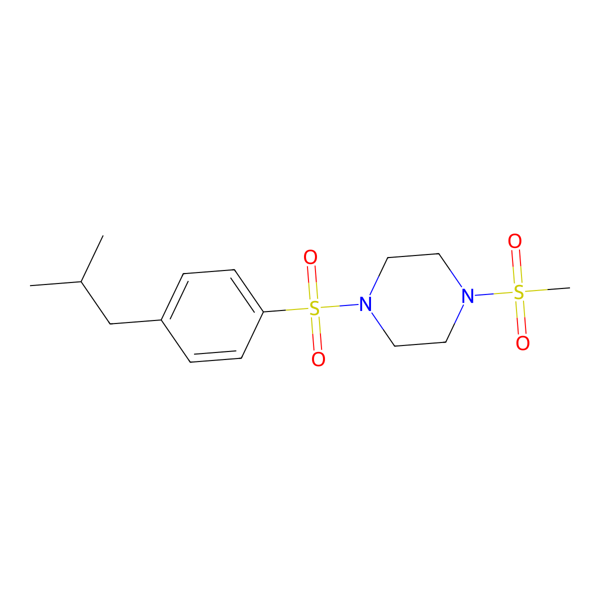 1-[4-(2-Methylpropyl)phenyl]sulfonyl-4-methylsulfonylpiperazine molecular structure, CAS 669732-30-3