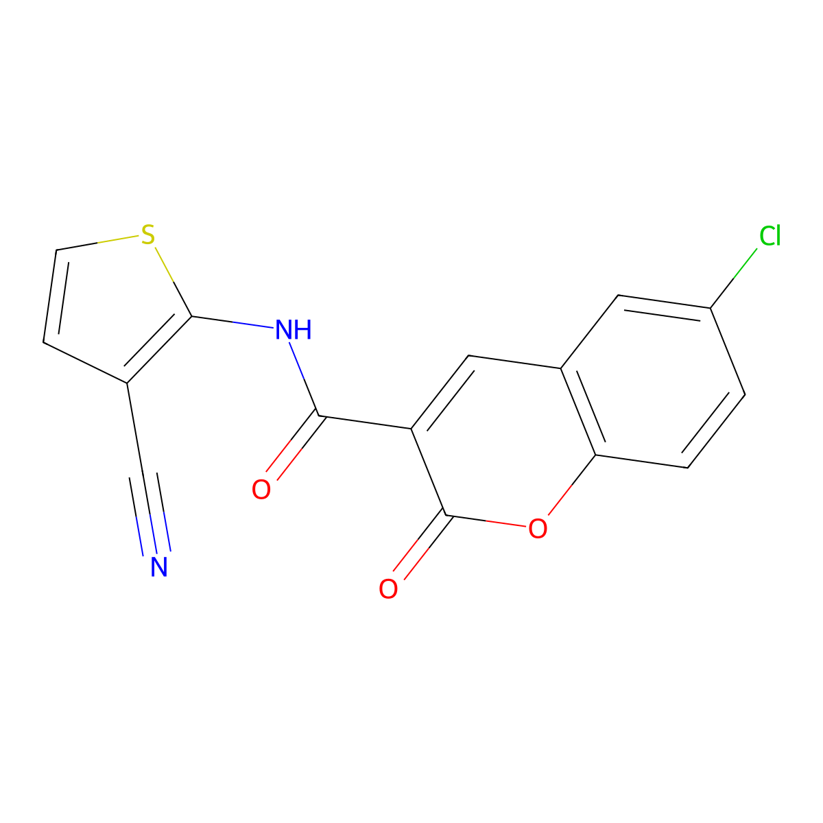6-chloro-N-(3-cyanothiophen-2-yl)-2-oxo-2H-chromene-3-carboxamide molecular structure, CAS 669732-75-6