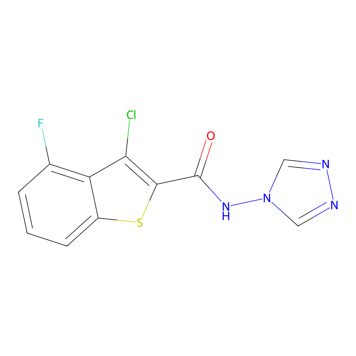 3-chloro-4-fluoro-N-(1,2,4-triazol-4-yl)-1-benzothiophene-2-carboxamide molecular structure, CAS 669732-83-6