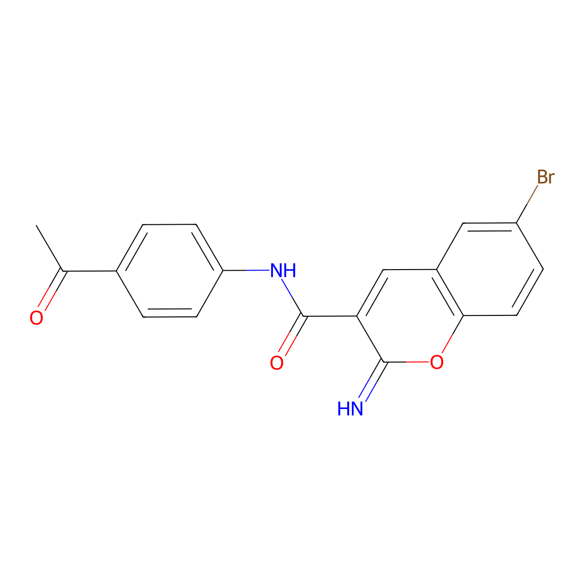 N-(4-acetylphenyl)-6-bromo-2-imino-2H-chromene-3-carboxamide molecular structure, CAS 669733-31-7