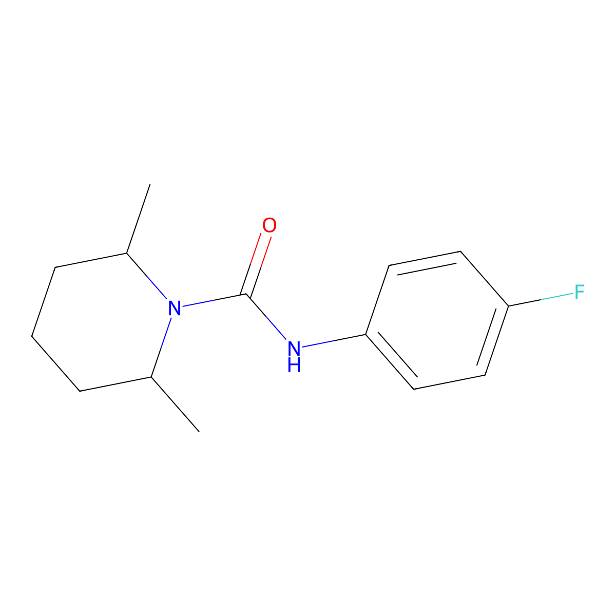 N-(4-fluorophenyl)-2,6-dimethylpiperidine-1-carboxamide molecular structure, CAS 669733-37-3