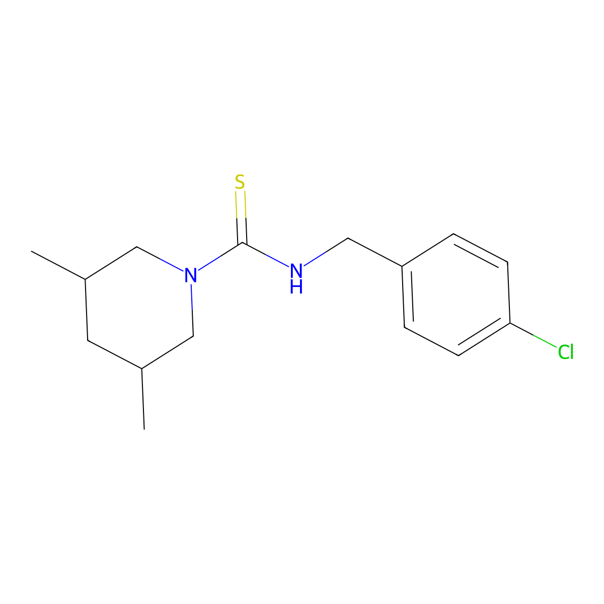 N-(4-chlorobenzyl)-3,5-dimethylpiperidine-1-carbothioamide molecular structure, CAS 669733-44-2