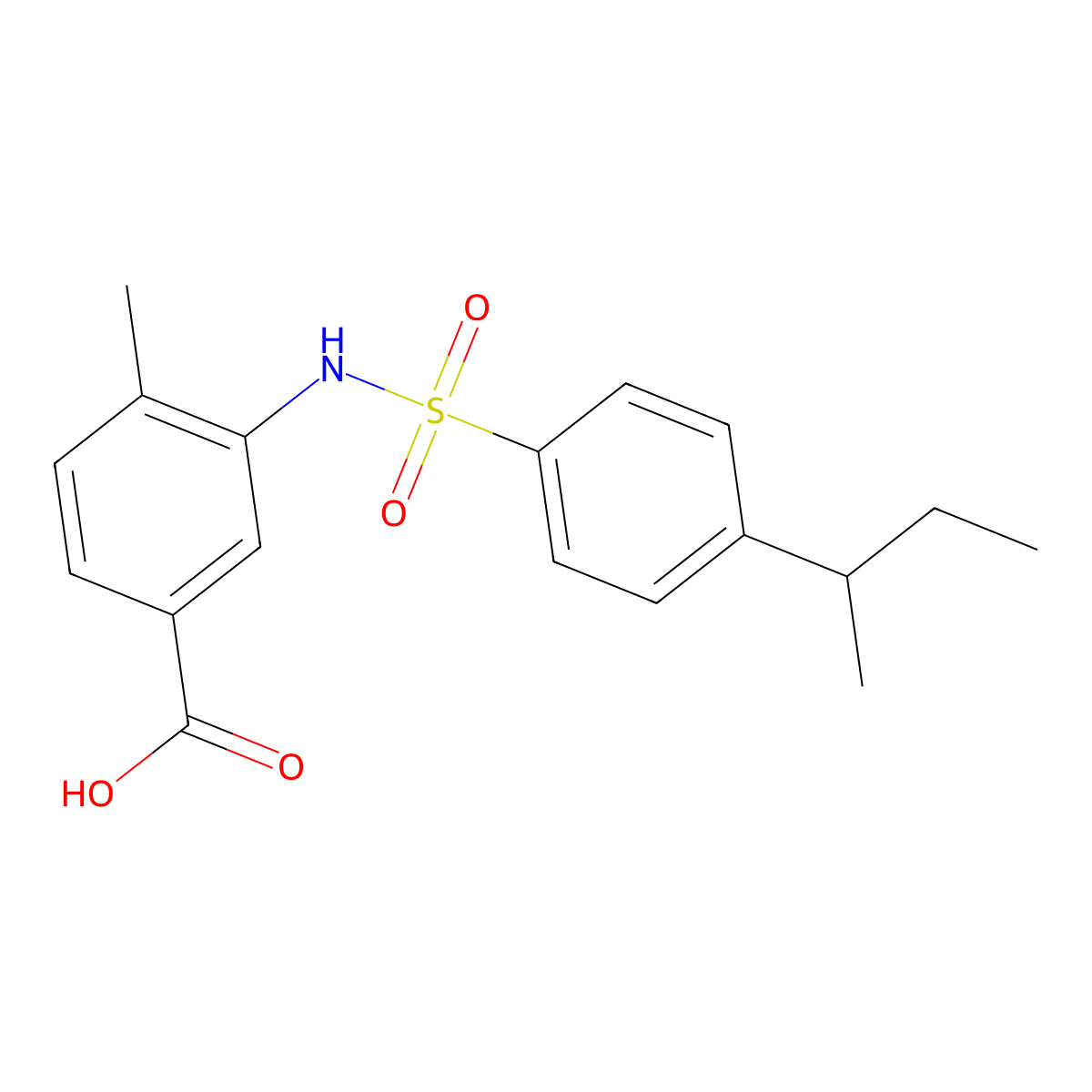 4-Methyl-3-({[4-(methylpropyl)phenyl]sulfonyl}amino)benzoic acid molecular structure, CAS 669733-59-9