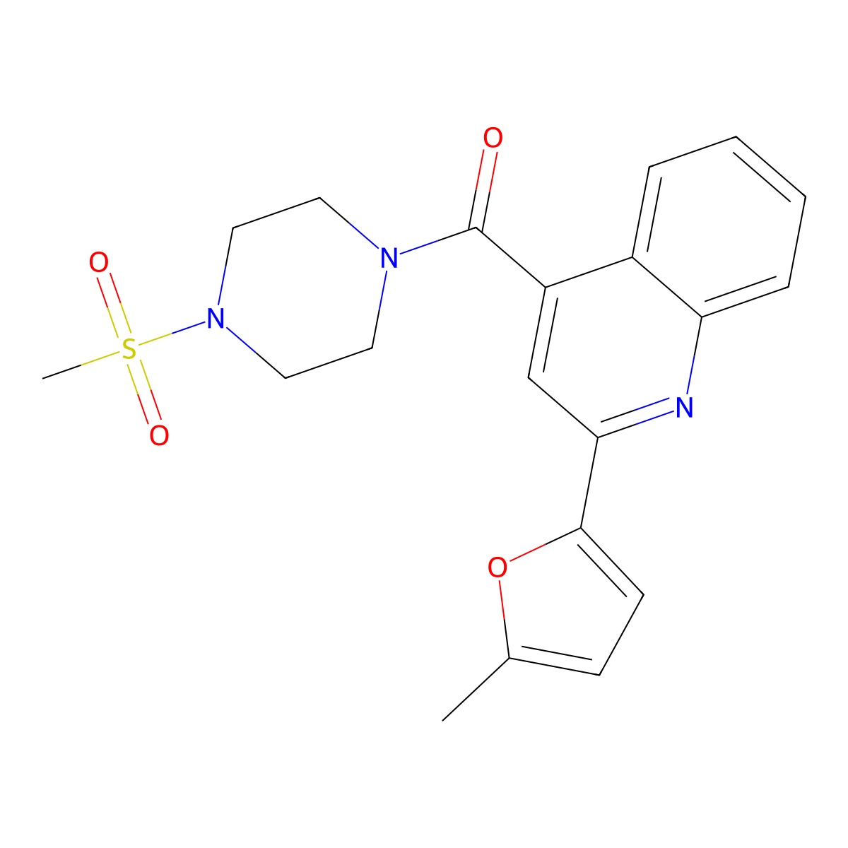 [2-(5-Methylfuran-2-yl)quinolin-4-yl]-(4-methylsulfonylpiperazin-1-yl)methanone molecular structure, CAS 669733-71-5