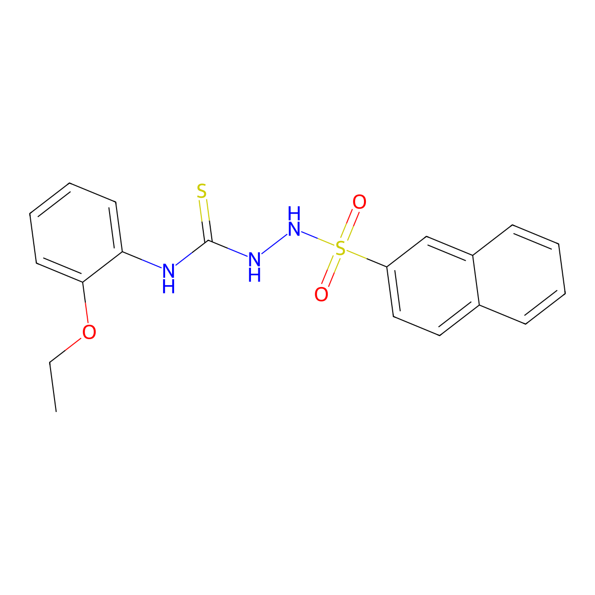 N-(2-ethoxyphenyl)-2-(naphthalen-2-ylsulfonyl)hydrazinecarbothioamide molecular structure, CAS 669733-80-6