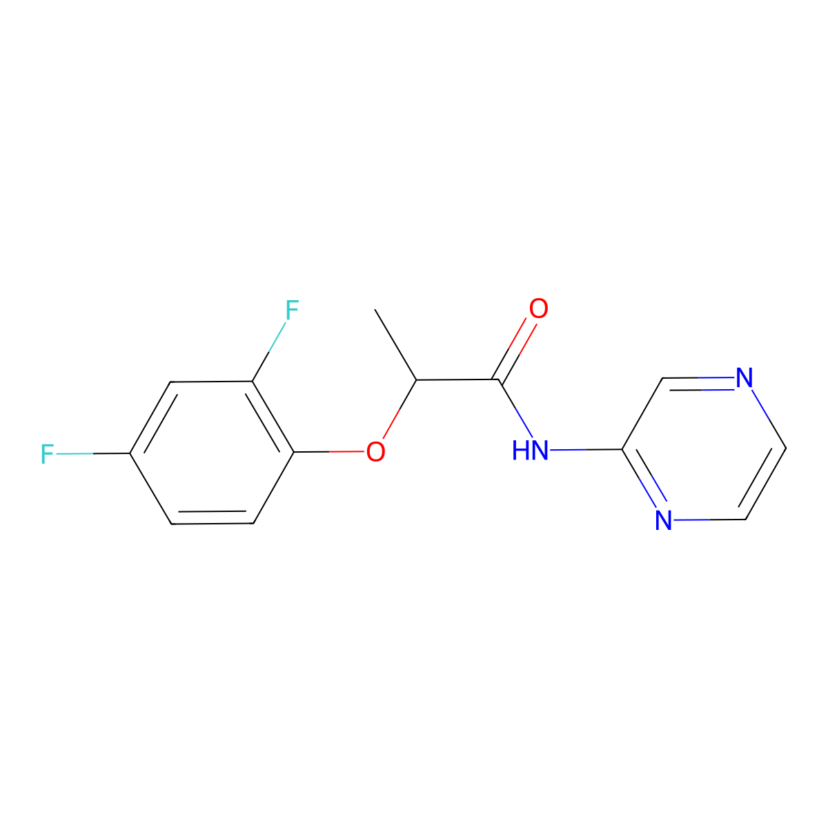 2-(2,4-difluorophenoxy)-N-(pyrazin-2-yl)propanamide molecular structure, CAS 669734-07-0