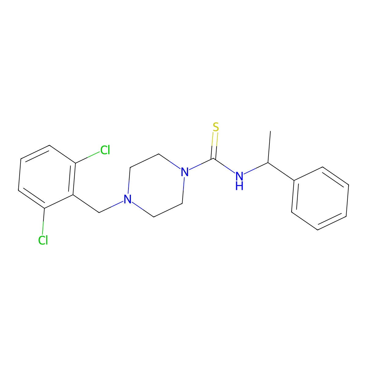 4-(2,6-dichlorobenzyl)-N-(1-phenylethyl)piperazine-1-carbothioamide molecular structure, CAS 669734-40-1