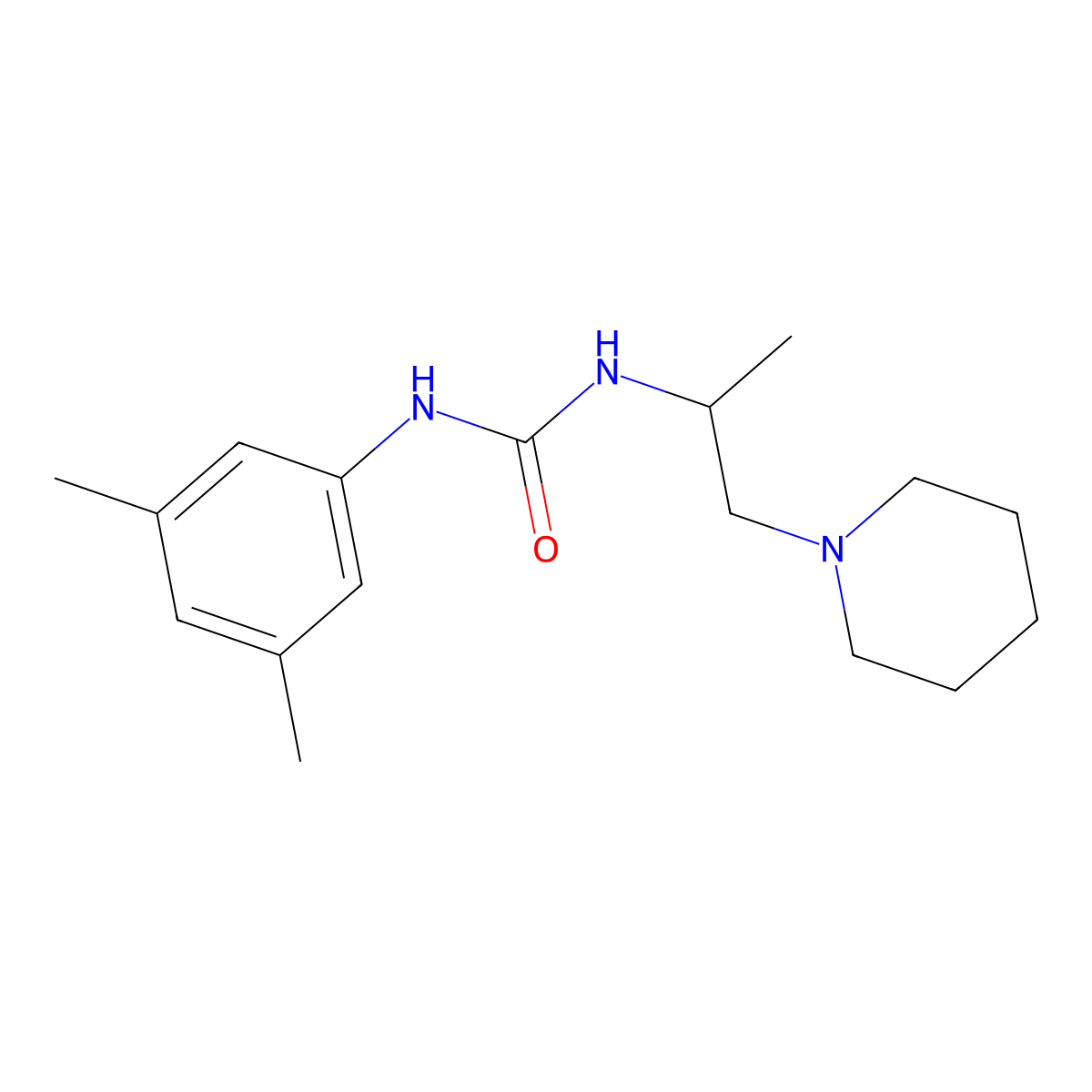1-(3,5-Dimethylphenyl)-3-(1-piperidin-1-ylpropan-2-yl)urea molecular structure, CAS 669734-44-5