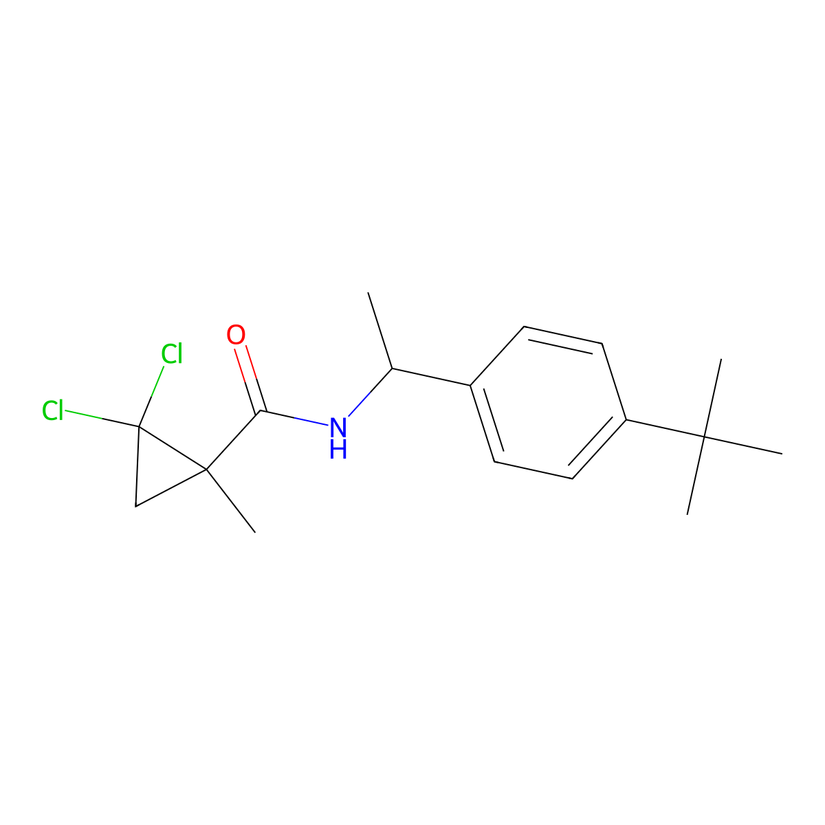 N-[1-(4-tert-butylphenyl)ethyl]-2,2-dichloro-1-methylcyclopropanecarboxamide molecular structure, CAS 669734-53-6