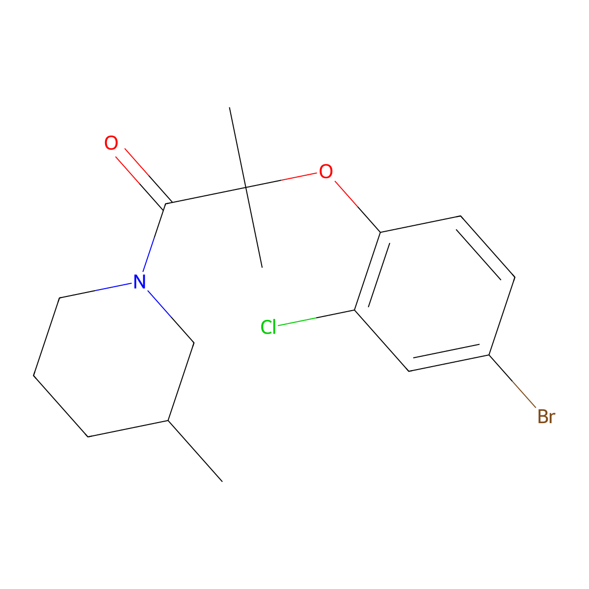 2-(4-Bromo-2-chlorophenoxy)-2-methyl-1-(3-methylpiperidin-1-yl)propan-1-one molecular structure, CAS 669734-55-8