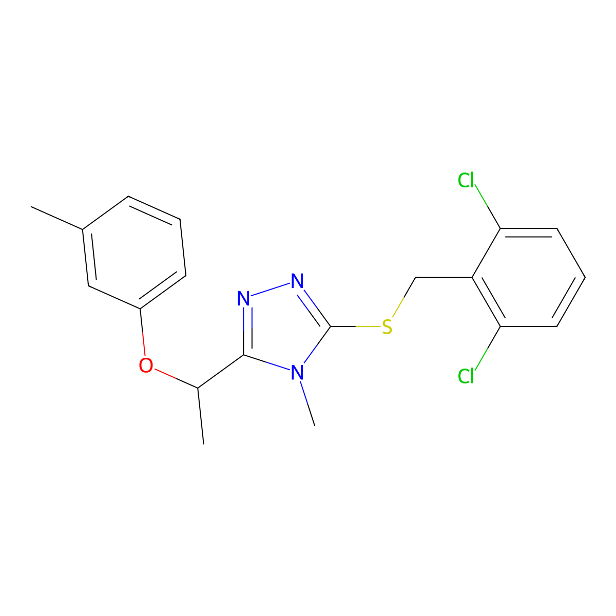 3-[(2,6-dichlorobenzyl)sulfanyl]-4-methyl-5-[1-(3-methylphenoxy)ethyl]-4H-1,2,4-triazole molecular structure, CAS 669734-97-8