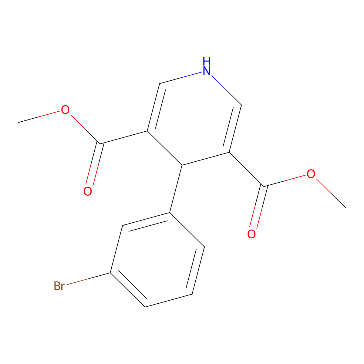 Dimethyl 4-(3-bromophenyl)-1,4-dihydropyridine-3,5-dicarboxylate molecular structure, CAS 669735-18-6