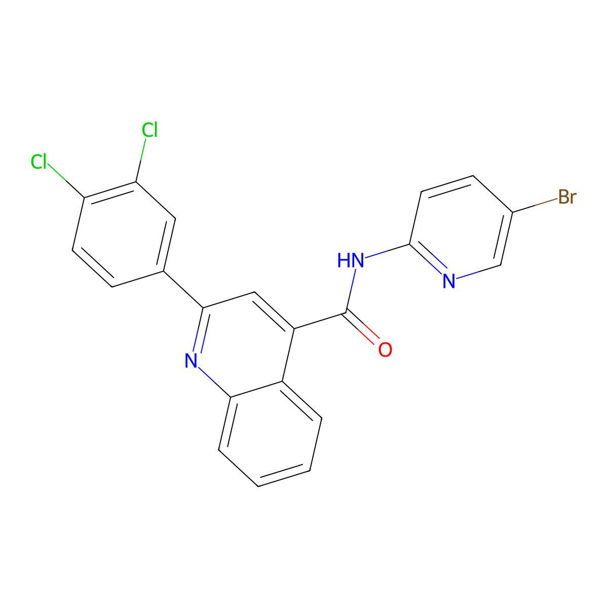 N-(5-bromopyridin-2-yl)-2-(3,4-dichlorophenyl)quinoline-4-carboxamide molecular structure, CAS 669735-25-5
