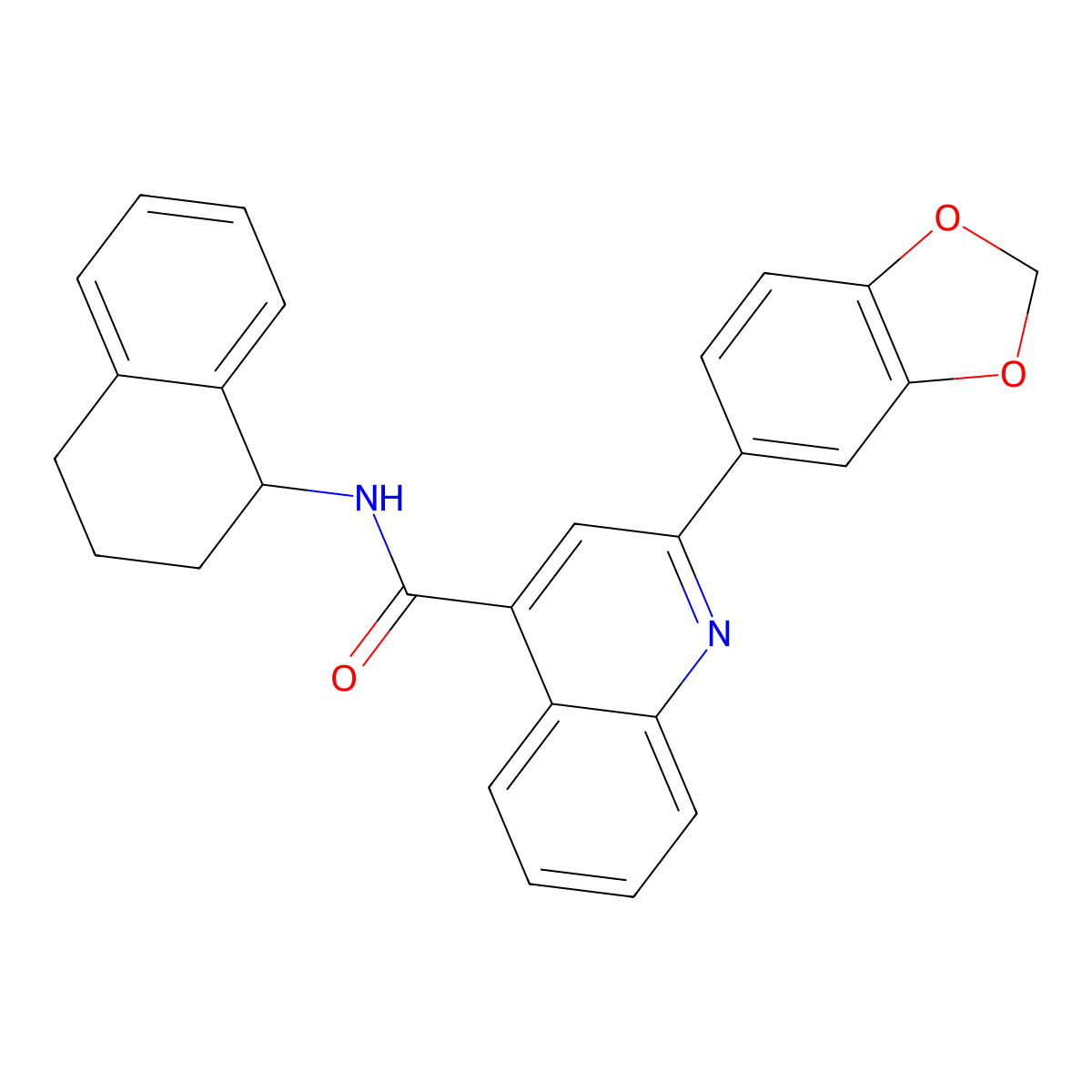 2-(1,3-benzodioxol-5-yl)-N-(1,2,3,4-tetrahydronaphthalen-1-yl)quinoline-4-carboxamide molecular structure, CAS 669735-27-7