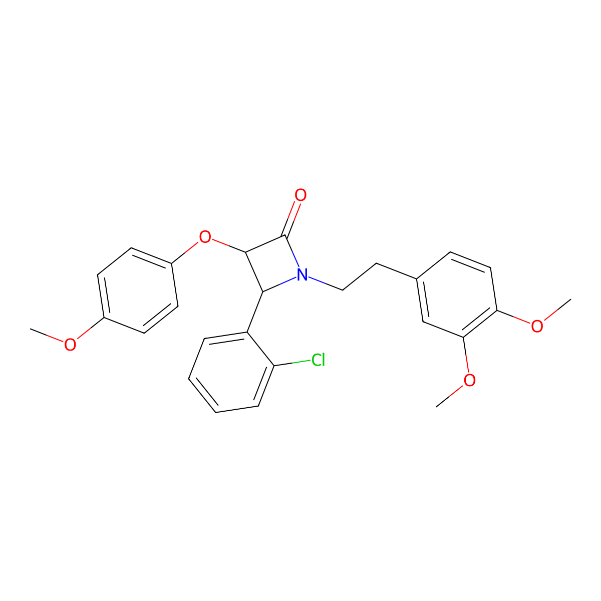 4-(2-Chlorophenyl)-1-[2-(3,4-dimethoxyphenyl)ethyl]-3-(4-methoxyphenoxy)azetidin-2-one molecular structure, CAS 669735-42-6