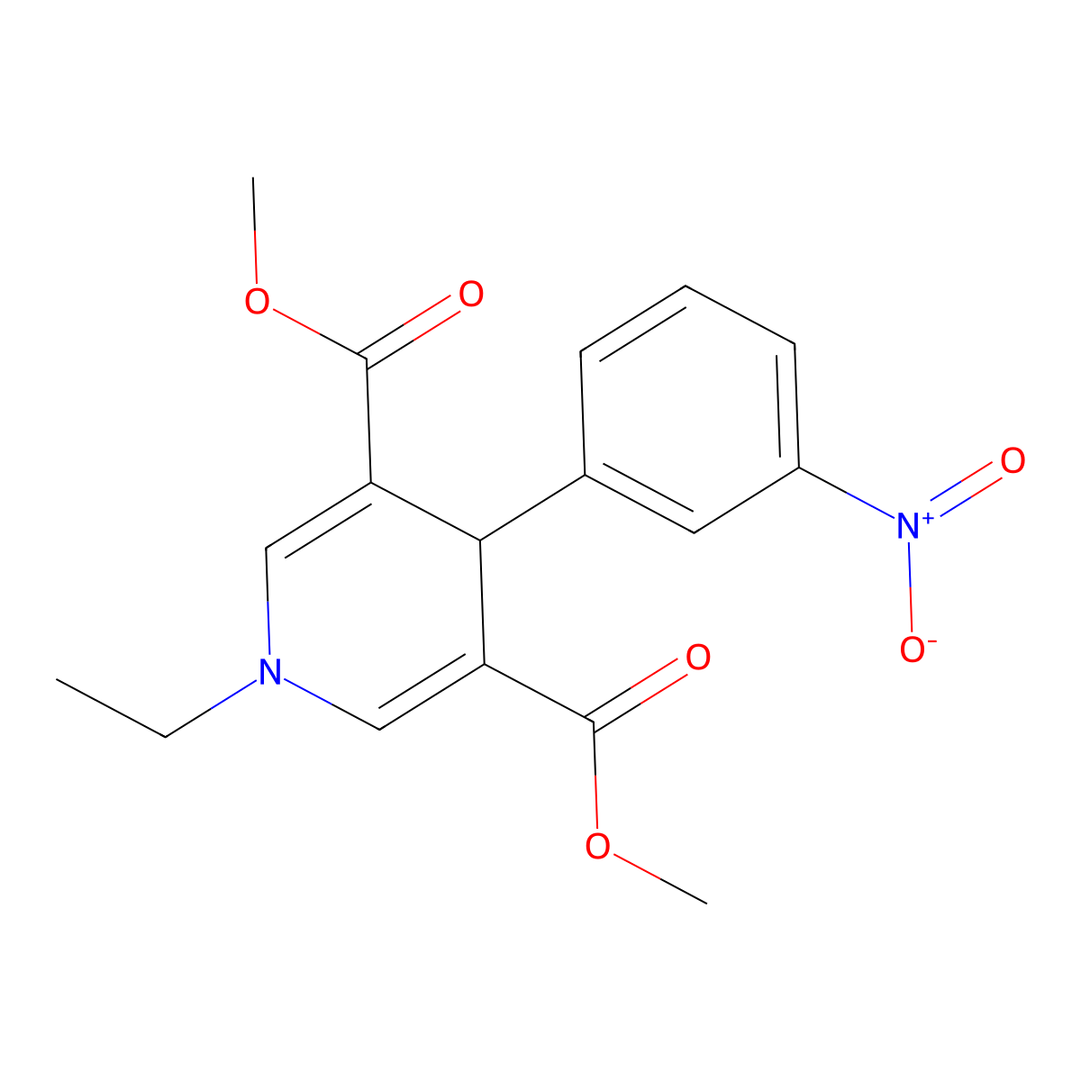Dimethyl 1-ethyl-4-(3-nitrophenyl)-1,4-dihydropyridine-3,5-dicarboxylate molecular structure, CAS 669735-97-1