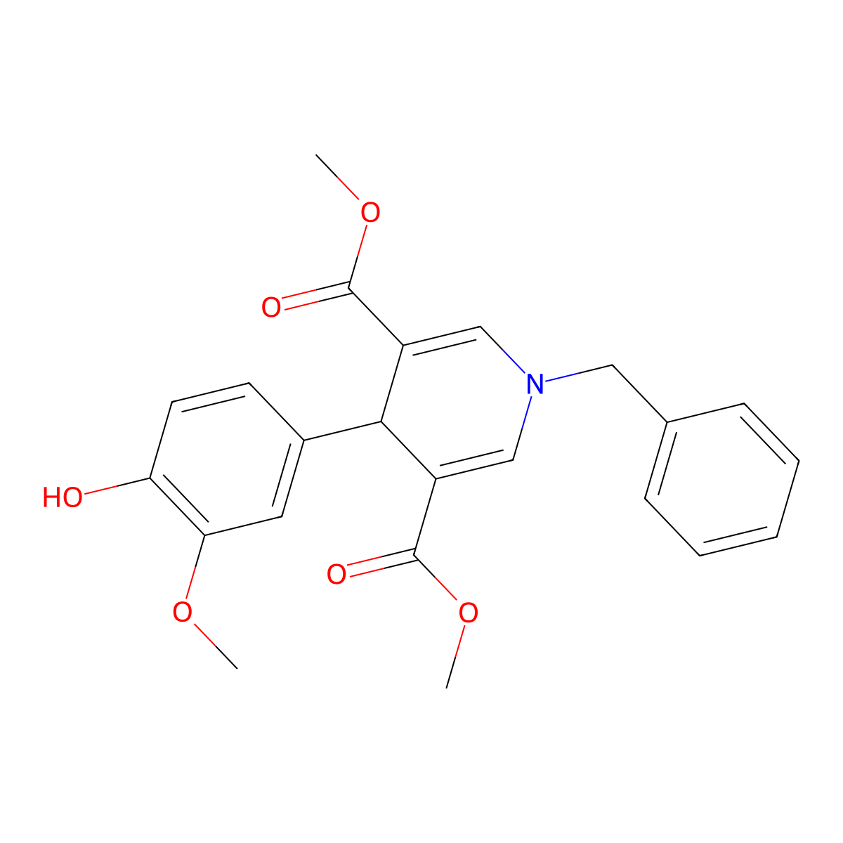 dimethyl 1-benzyl-4-(4-hydroxy-3-methoxyphenyl)-4H-pyridine-3,5-dicarboxylate molecular structure, CAS 669736-23-6