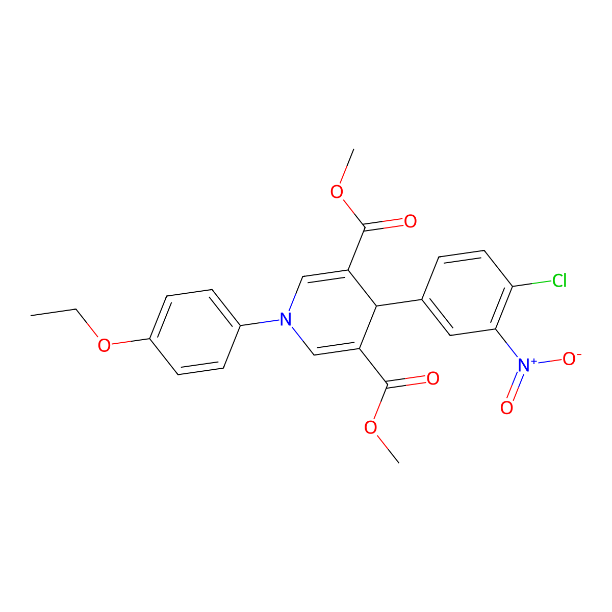 Dimethyl 4-(4-chloro-3-nitrophenyl)-1-(4-ethoxyphenyl)-1,4-dihydropyridine-3,5-dicarboxylate molecular structure, CAS 669736-33-8