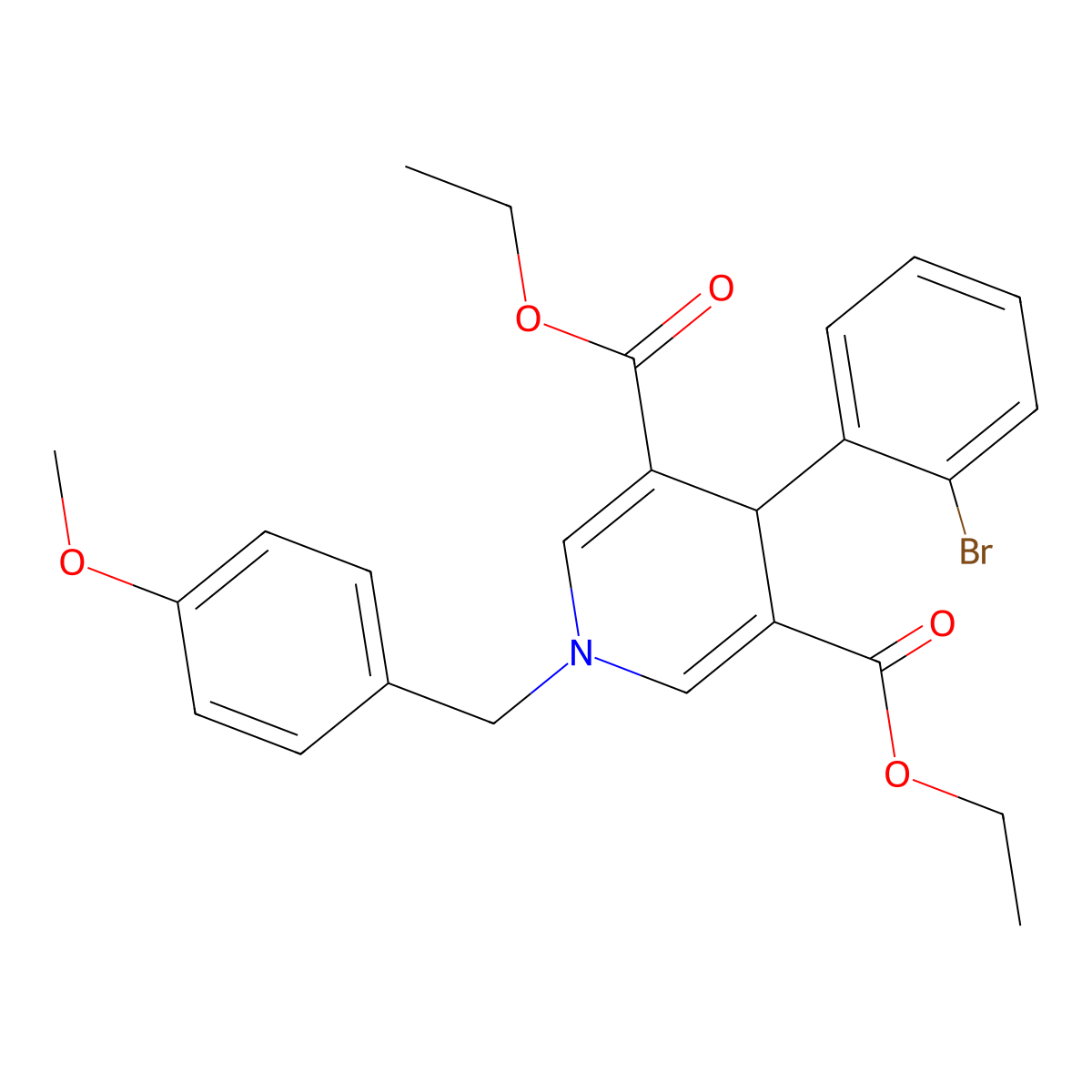 Diethyl 4-(2-bromophenyl)-1-(4-methoxybenzyl)-1,4-dihydropyridine-3,5-dicarboxylate molecular structure, CAS 669736-36-1