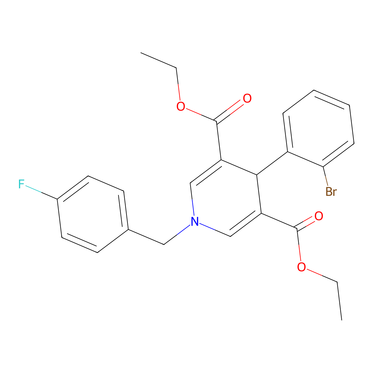 Diethyl 4-(2-bromophenyl)-1-(4-fluorobenzyl)-1,4-dihydropyridine-3,5-dicarboxylate molecular structure, CAS 669736-37-2