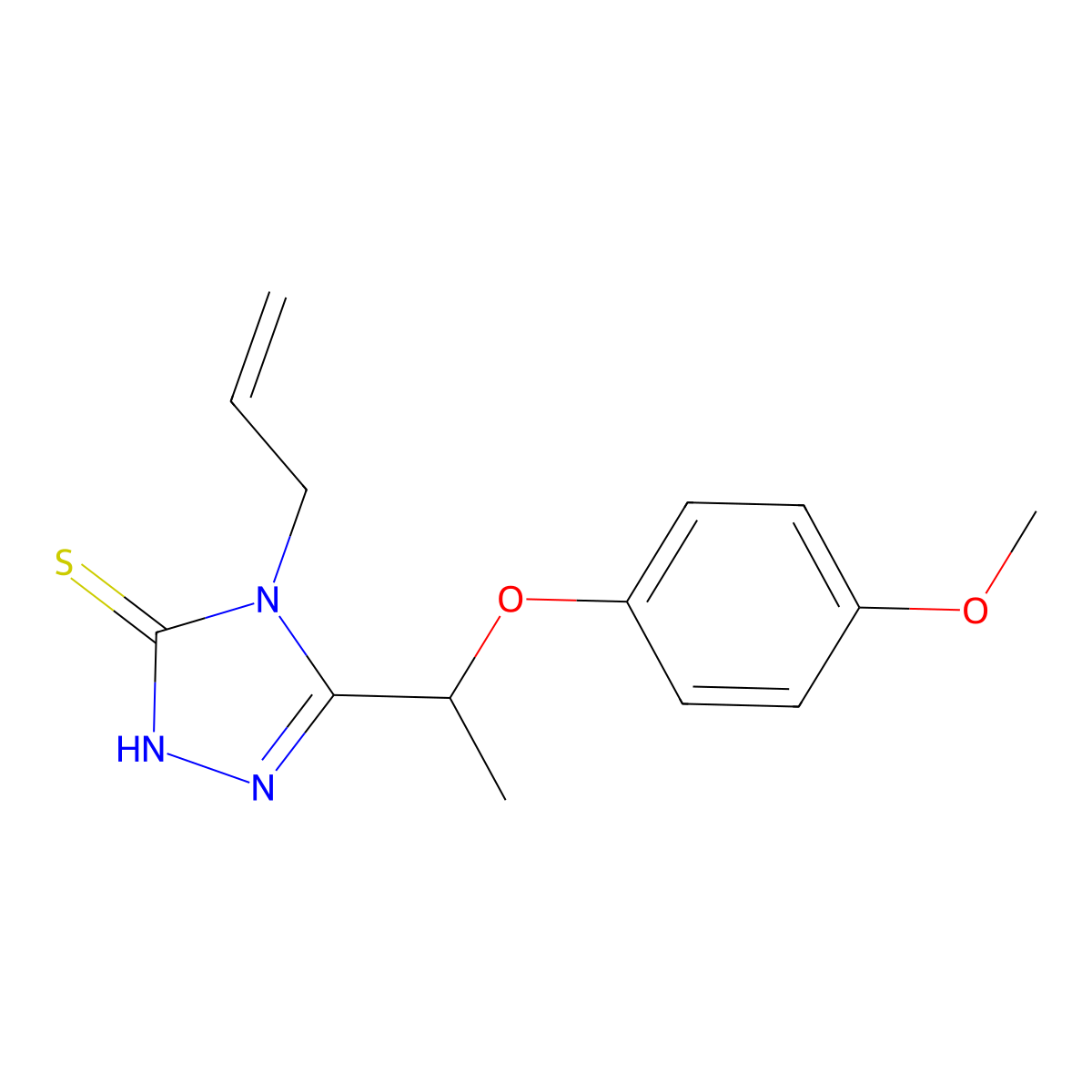 4-allyl-5-[1-(4-methoxyphenoxy)ethyl]-4H-1,2,4-triazole-3-thiol molecular structure, CAS 669737-43-3