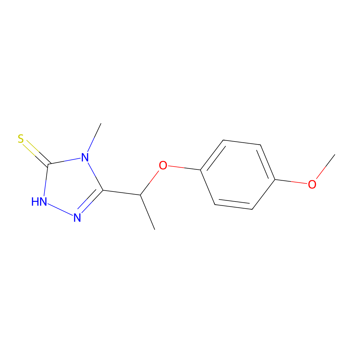 5-[1-(4-methoxyphenoxy)ethyl]-4-methyl-4H-1,2,4-triazole-3-thiol molecular structure, CAS 669737-44-4