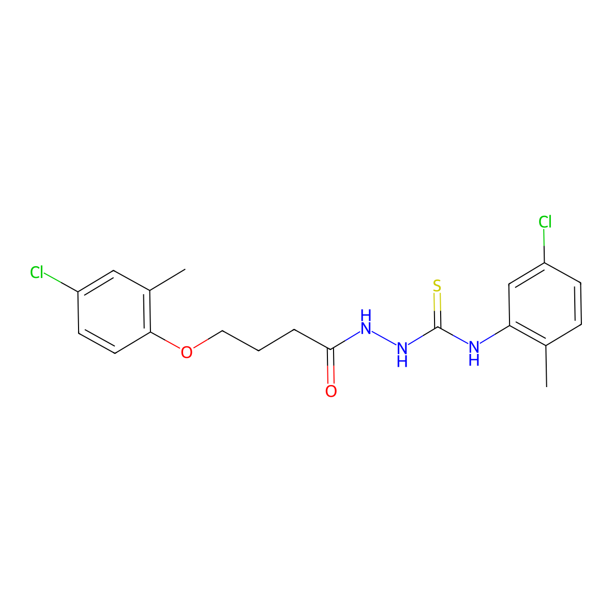 2-[4-(4-chloro-2-methylphenoxy)butanoyl]-N-(5-chloro-2-methylphenyl)hydrazinecarbothioamide molecular structure, CAS 669737-74-0