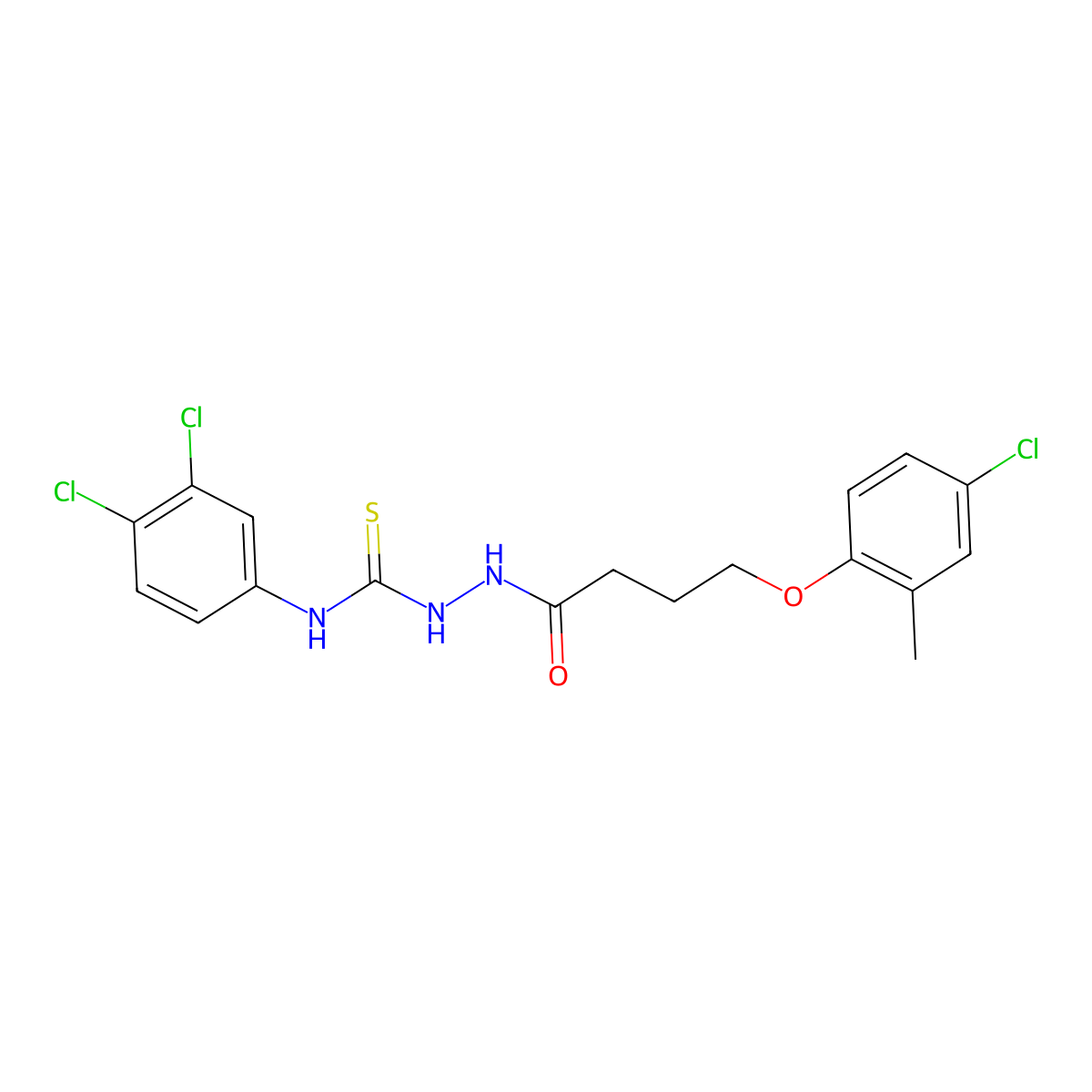 2-[4-(4-chloro-2-methylphenoxy)butanoyl]-N-(3,4-dichlorophenyl)hydrazinecarbothioamide molecular structure, CAS 669737-75-1