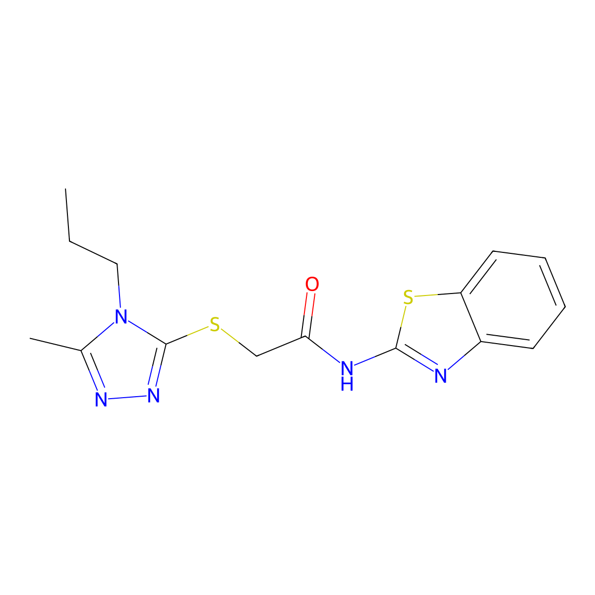 N-(1,3-benzothiazol-2-yl)-2-[(5-methyl-4-propyl-4H-1,2,4-triazol-3-yl)sulfanyl]acetamide molecular structure, CAS 669738-01-6