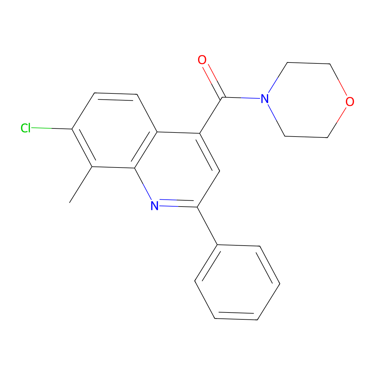 (7-Chloro-8-methyl-2-phenylquinolin-4-yl)-morpholin-4-ylmethanone molecular structure, CAS 669738-42-5