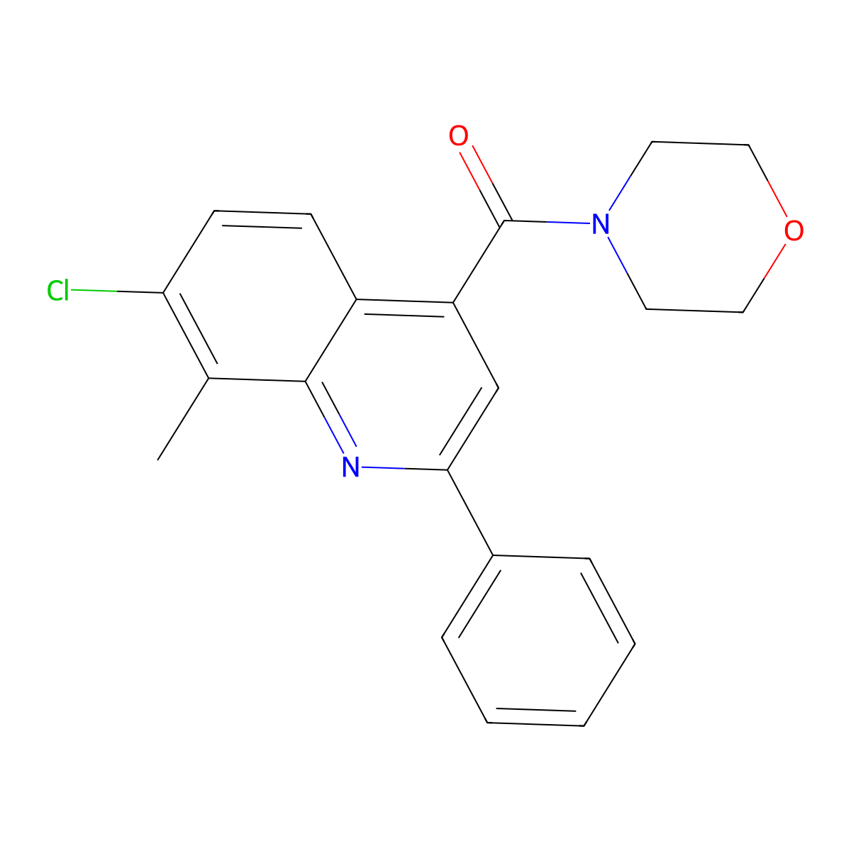 (7-Chloro-8-methyl-2-phenylquinolin-4-yl)-morpholin-4-ylmethanone molecular structure, CAS 669738-42-5