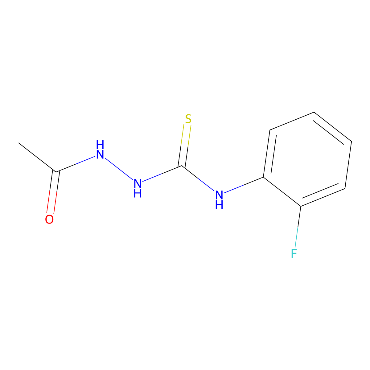 2-acetyl-N-(2-fluorophenyl)hydrazinecarbothioamide molecular structure, CAS 669738-69-6