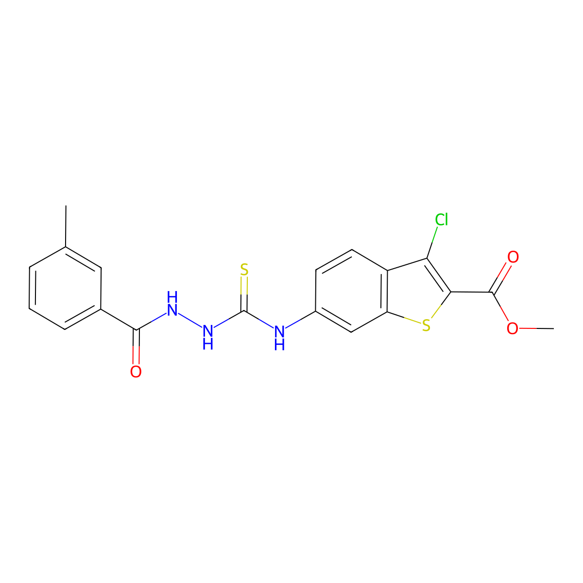 Methyl 3-chloro-6-[({2-[(3-methylphenyl)carbonyl]hydrazinyl}carbonothioyl)amino]-1-benzothiophene-2-carboxylate molecular structure, CAS 669739-09-7