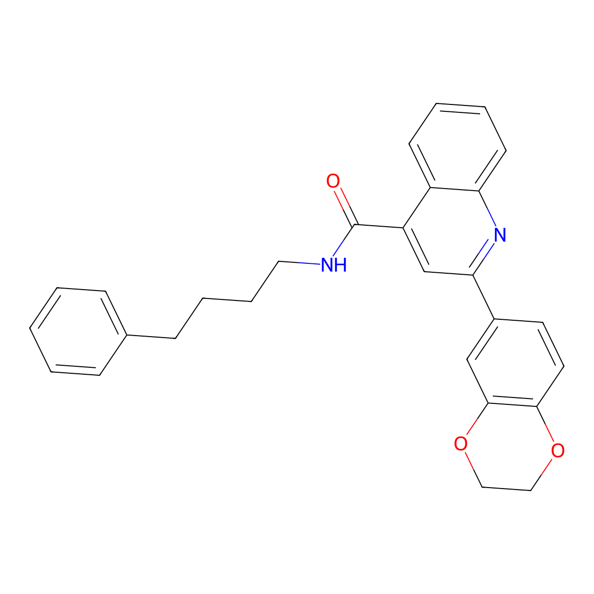 2-(2,3-Dihydro-1,4-benzodioxin-6-yl)-N-(4-phenylbutyl)-4-quinolinecarboxamide molecular structure, CAS 669739-14-4