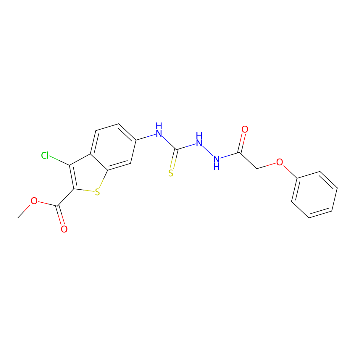 Methyl 3-chloro-6-({[2-(phenoxyacetyl)hydrazinyl]carbonothioyl}amino)-1-benzothiophene-2-carboxylate molecular structure, CAS 669739-17-7