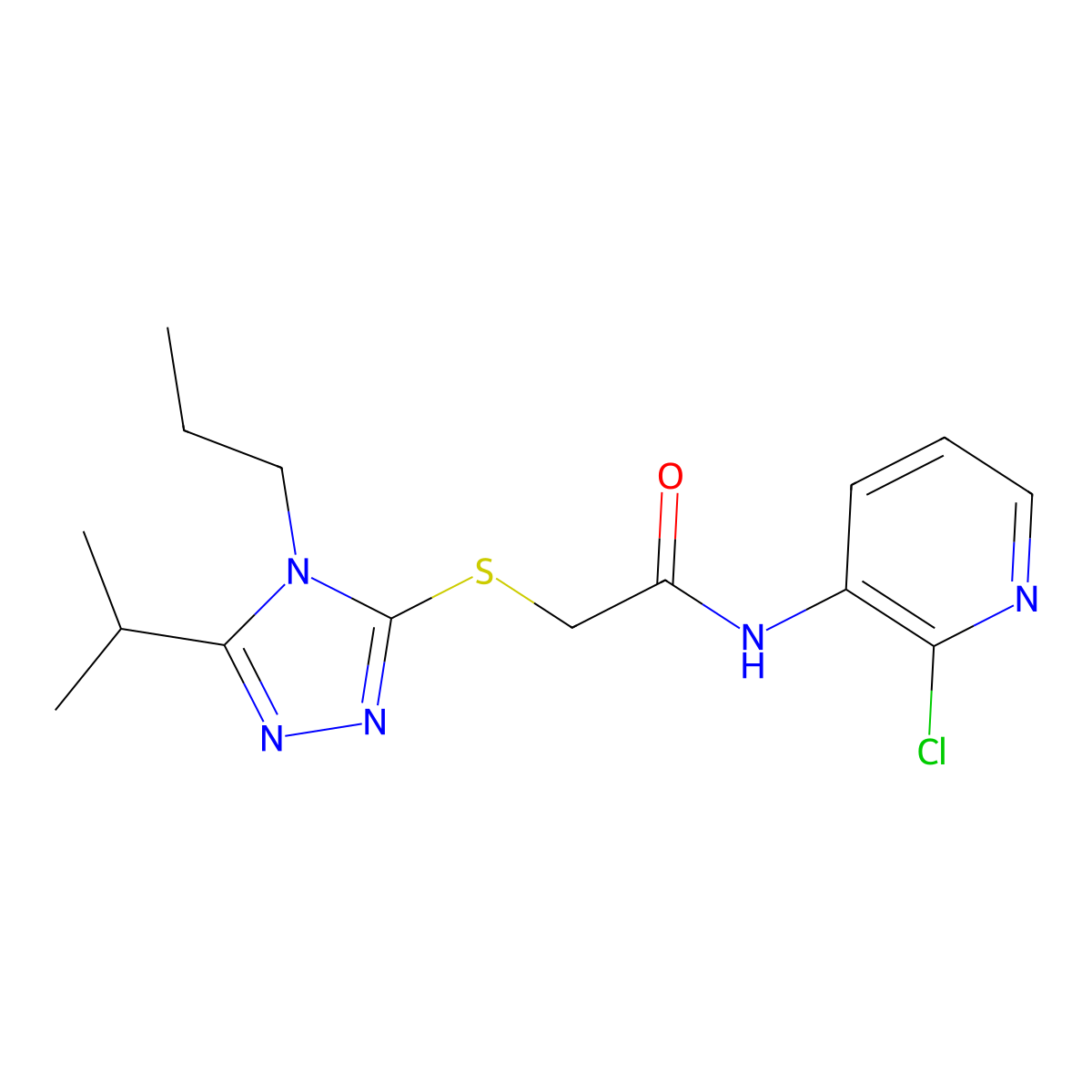 N-(2-chloropyridin-3-yl)-2-{[5-(propan-2-yl)-4-propyl-4H-1,2,4-triazol-3-yl]sulfanyl}acetamide molecular structure, CAS 669739-29-1