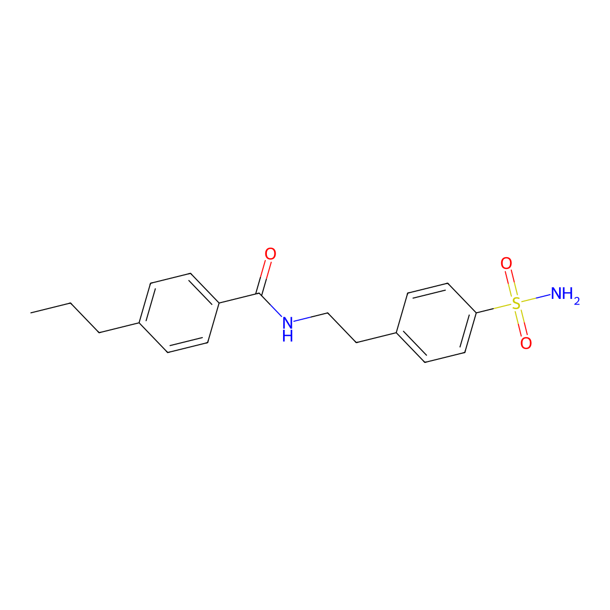 4-propyl-N-[2-(4-sulfamoylphenyl)ethyl]benzamide molecular structure, CAS 669739-47-3