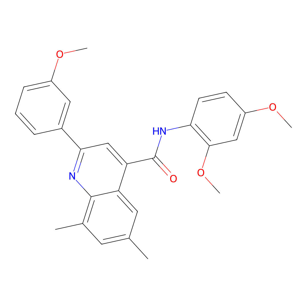 N-(2,4-dimethoxyphenyl)-2-(3-methoxyphenyl)-6,8-dimethyl-4-quinolinecarboxamide molecular structure, CAS 669739-66-6